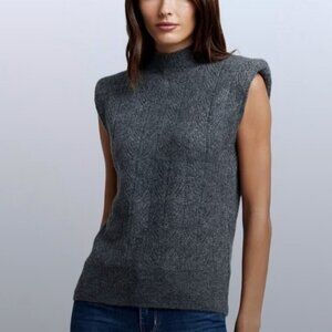 L'AGENCE Grey Mock Neck Sleeveless Sweater
